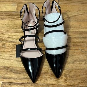 Zara Flat black patent shoes
